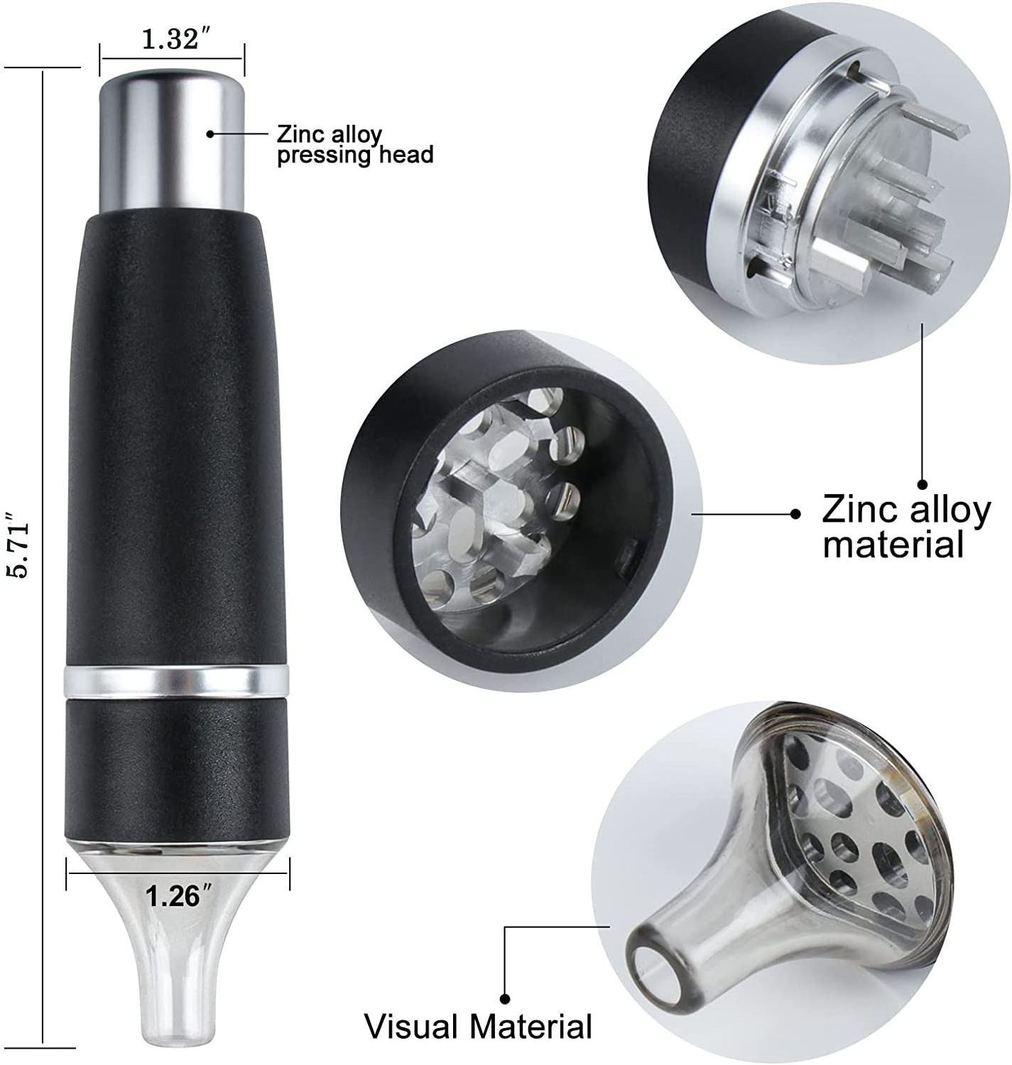 Manual Press Pen Type Herb Grinder Detachable Cleaning Single Hand Tobacco Grinder Electric Convenient Herb Grinder