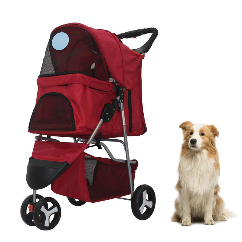 Walk Folding Travel Pet Trolley Cat Cart Carrier With 3 Wheels For Medium Dogs Luxury Dog Pet Strollers