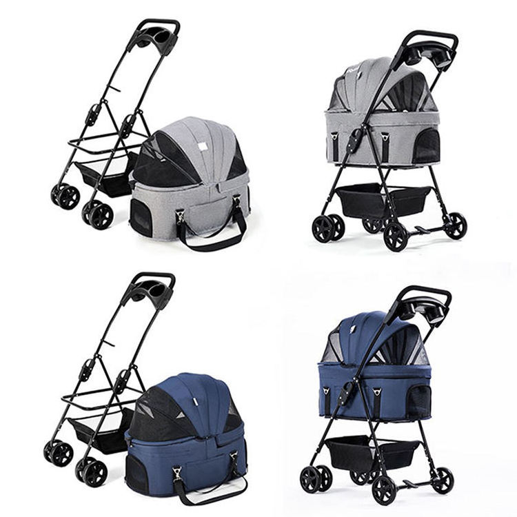 Hot Sale Collapsible Trolley Lightweight 4 Wheel Pet Stroller Carrier For Dog