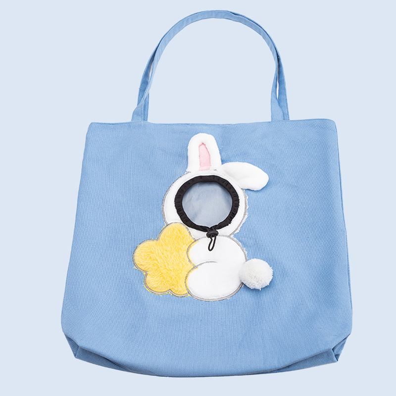 Customized Cute canvas outing show head small bee shape cat shoulder bag small dog tote bag pet dog bag