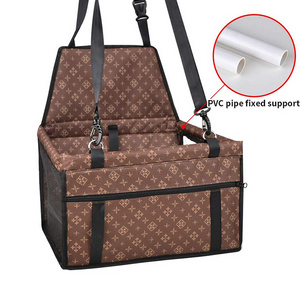 Dog accessories customized logo folding front cover bag dog booster seat car seats for dogs