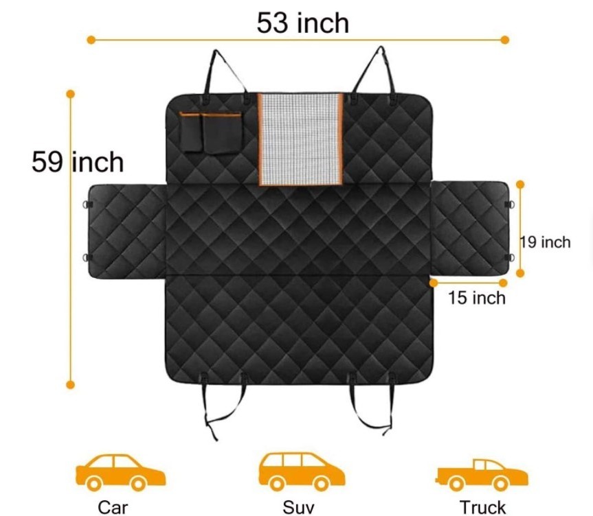 Dog Car Seat Covers for Back Seat of Cars Waterproof pet Car Hammock with Mesh Window for dogs