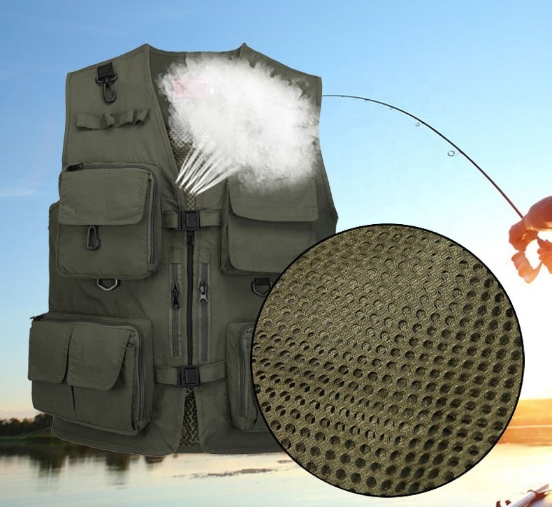 Outdoor Traveling Camo Hunting Vest Cargo Pockets Sleeveless Mesh Flying Waistcoat Pack Jacket Mens Photography Fly Fishing Vest