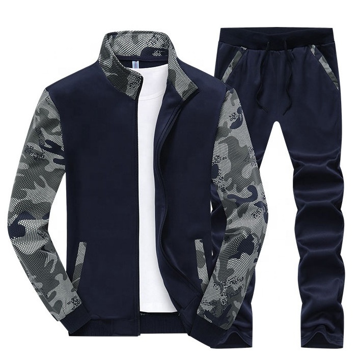 Custom Sublimation Men Sweatsuit Grey Jogging Suits Long Zipper Running Wear Custom Mens Tracksuit