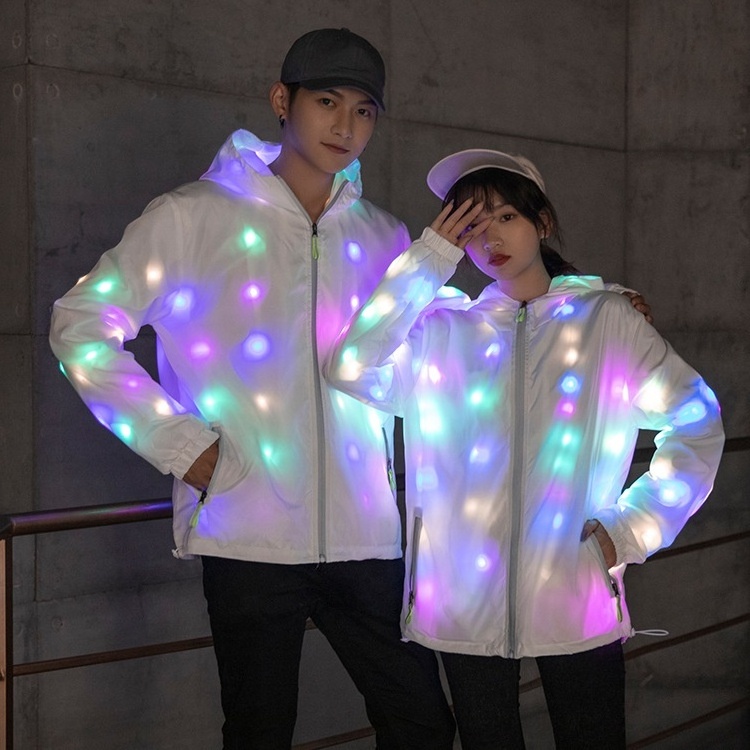 Wholesale LED jacket dance wear Luminous Clothes Colorful Lighting Costume Washable LED flash jacket for men and women