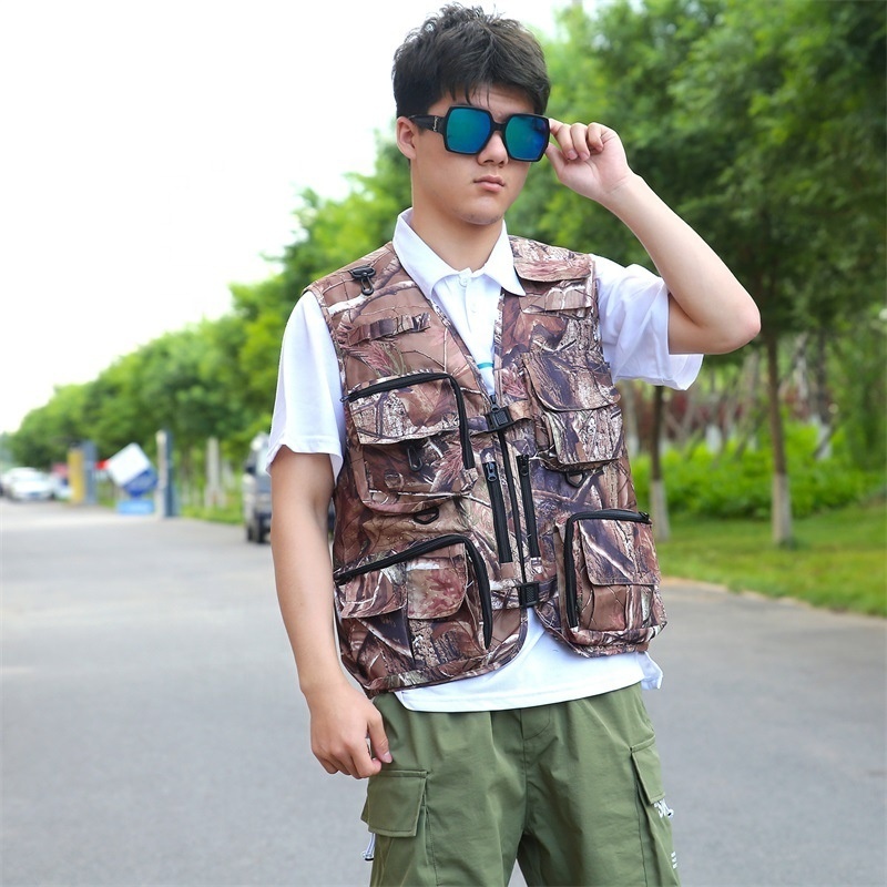 Outdoor Traveling Camo Hunting Vest Cargo Pockets Sleeveless Mesh Flying Waistcoat Pack Jacket Mens Photography Fly Fishing Vest