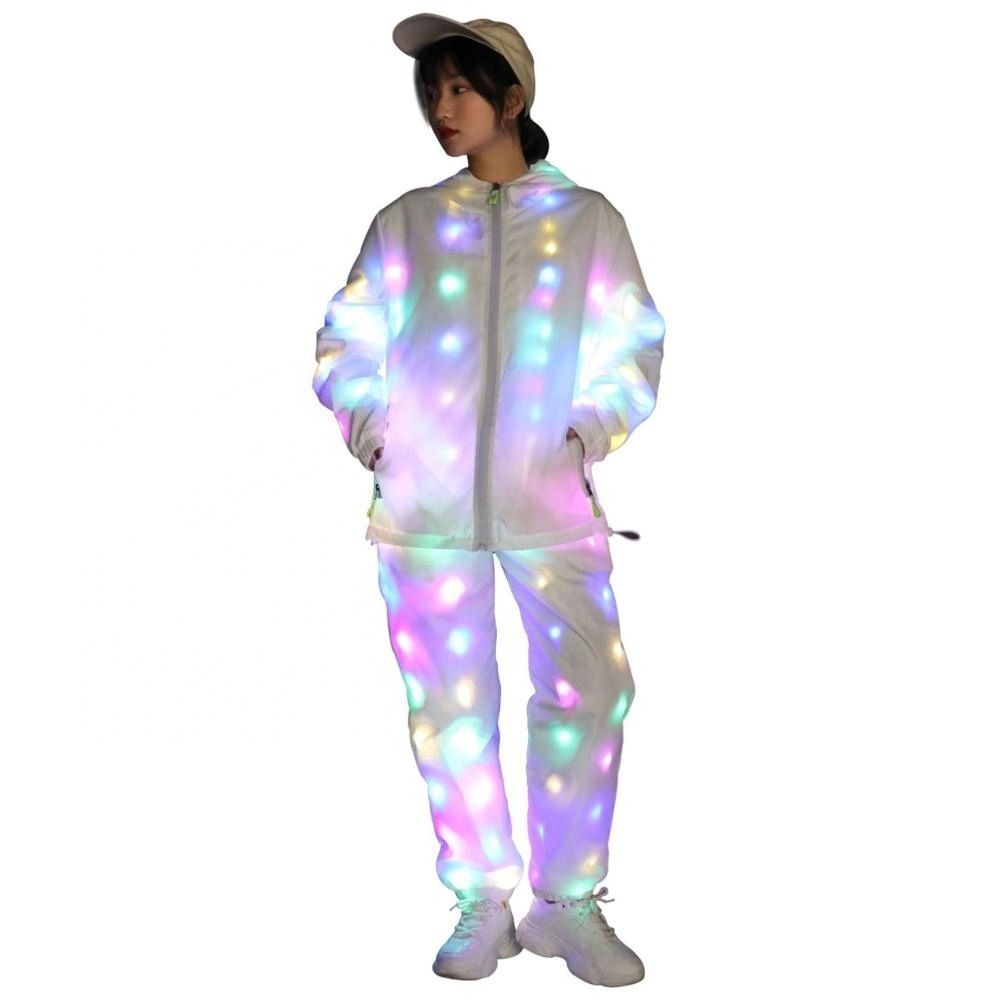 Wholesale LED jacket dance wear Luminous Clothes Colorful Lighting Costume Washable LED flash jacket for men and women