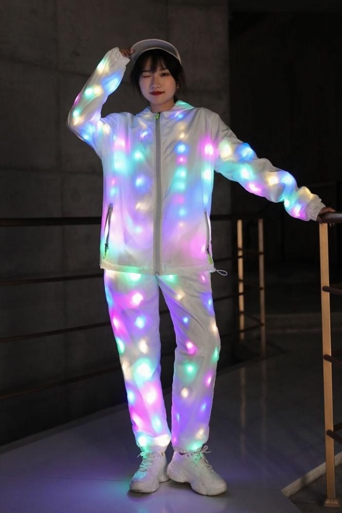 Wholesale LED dance wear in set Luminous Clothes Colorful Lighting Costume LED flash dance wear for men and women