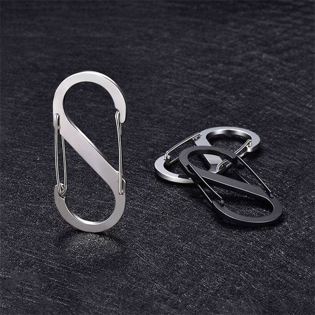 2022  Best seller 4# 5# S Type Silver Black Buckle Snap Hook Clip Key Holder Outdoor Loading Stainless Steel Carabiner