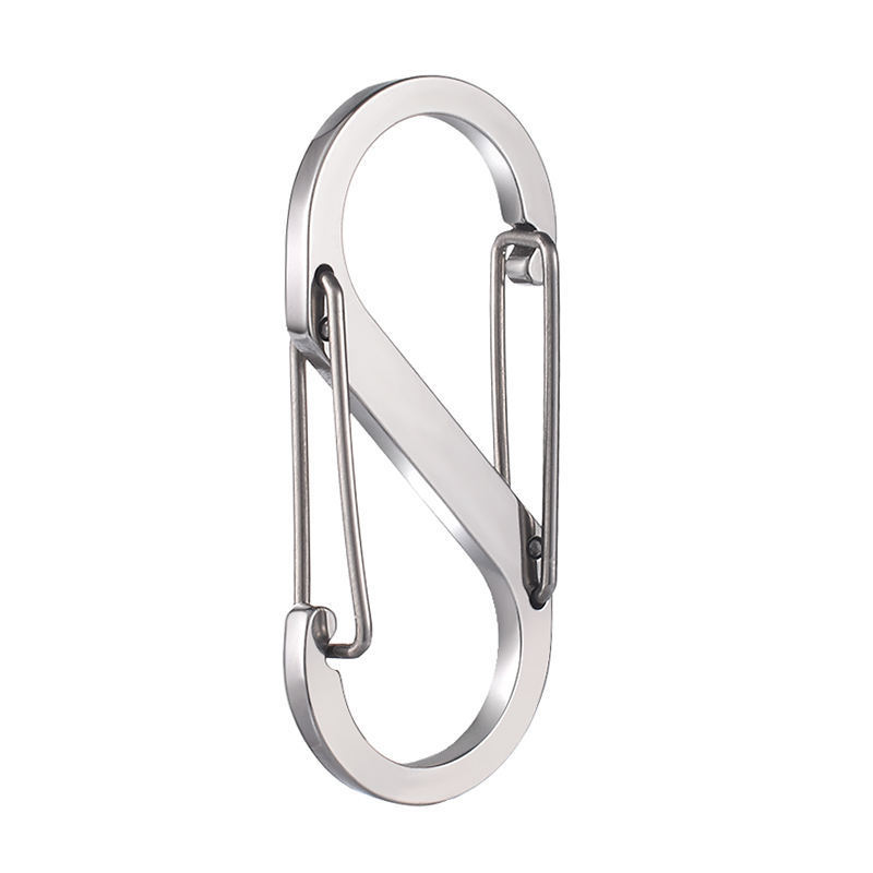 2022  Best seller 4# 5# S Type Silver Black Buckle Snap Hook Clip Key Holder Outdoor Loading Stainless Steel Carabiner