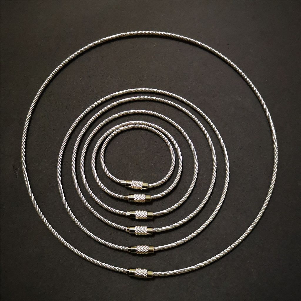 stainless steel cable rope wire keyring,Metal Screw Lock Ring Wire Key Chain Stainless Steel Keychain