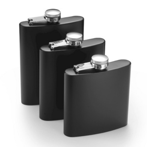 6oz 7oz 8oz black silver Logo custom High Quality Classic Stainless Steel Liquor Alcohol Flask Square Wine Bottle Hip Flask