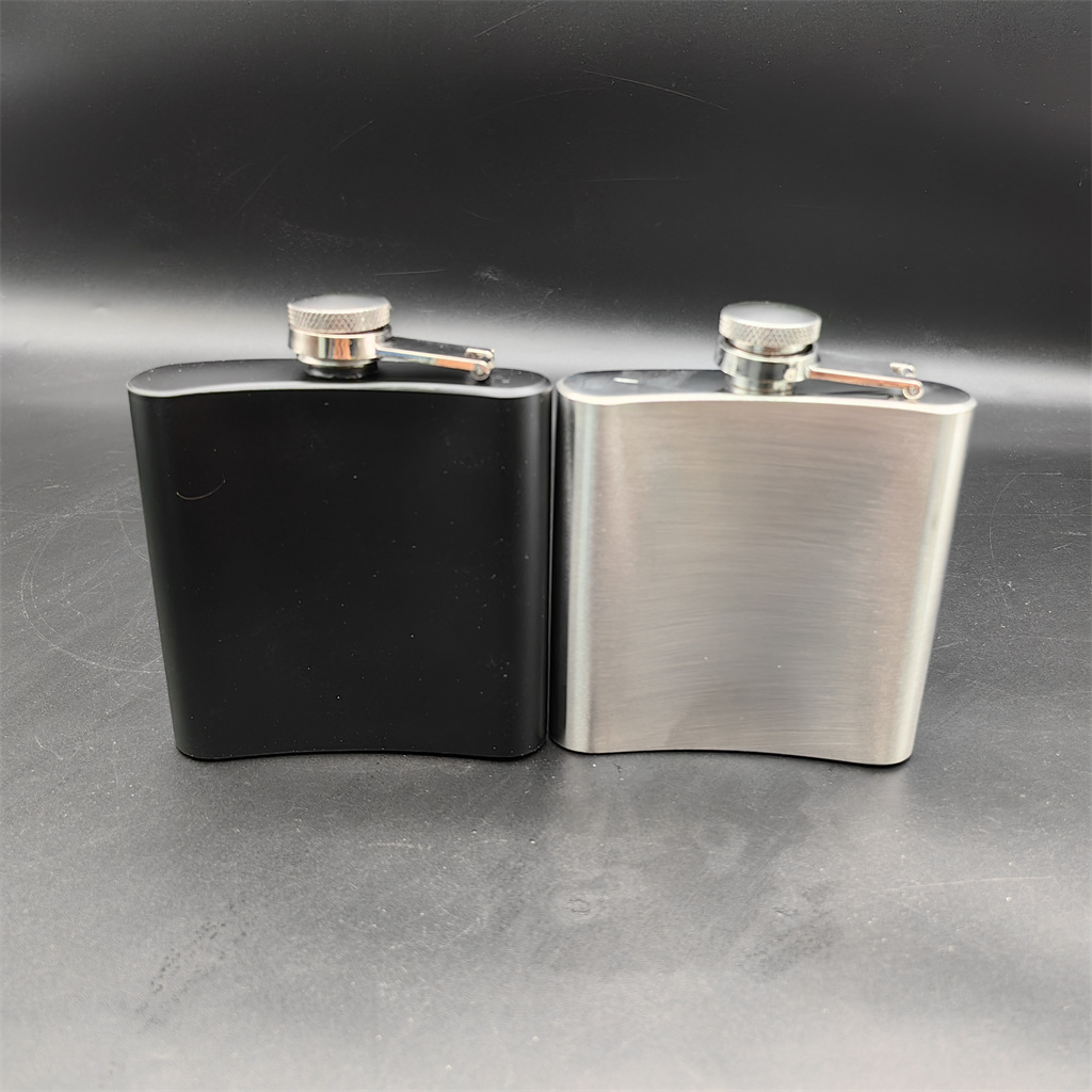 6oz 7oz 8oz black silver Logo custom High Quality Classic Stainless Steel Liquor Alcohol Flask Square Wine Bottle Hip Flask