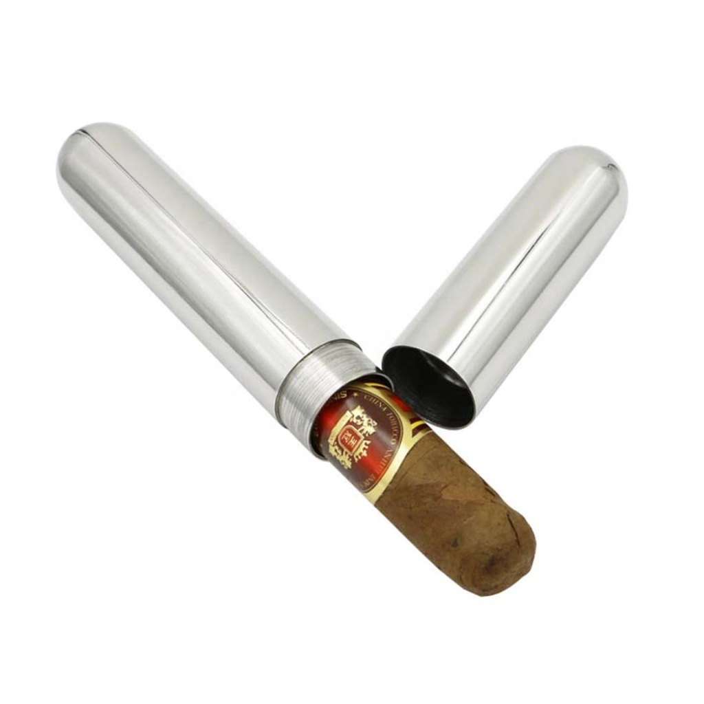 1pcs Stainless Steel Single Cigar Tube Jar Classic Travel Cigars Box Mini Tube Pipe Holder Smoker Storage Accessories Cigar Tube