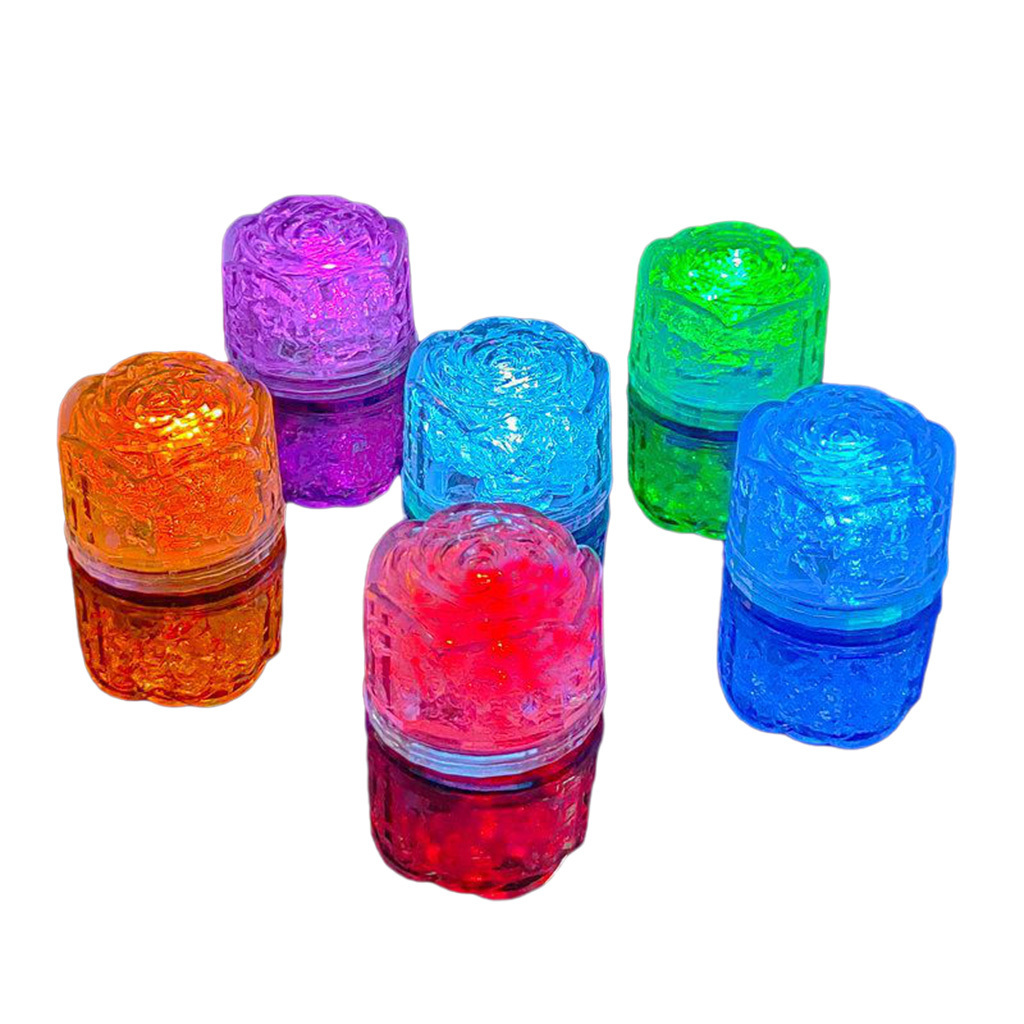 Top seller wholesale cheap custom water activated waterproof plastic light up led rose shape ice cube for Drink Party Bar