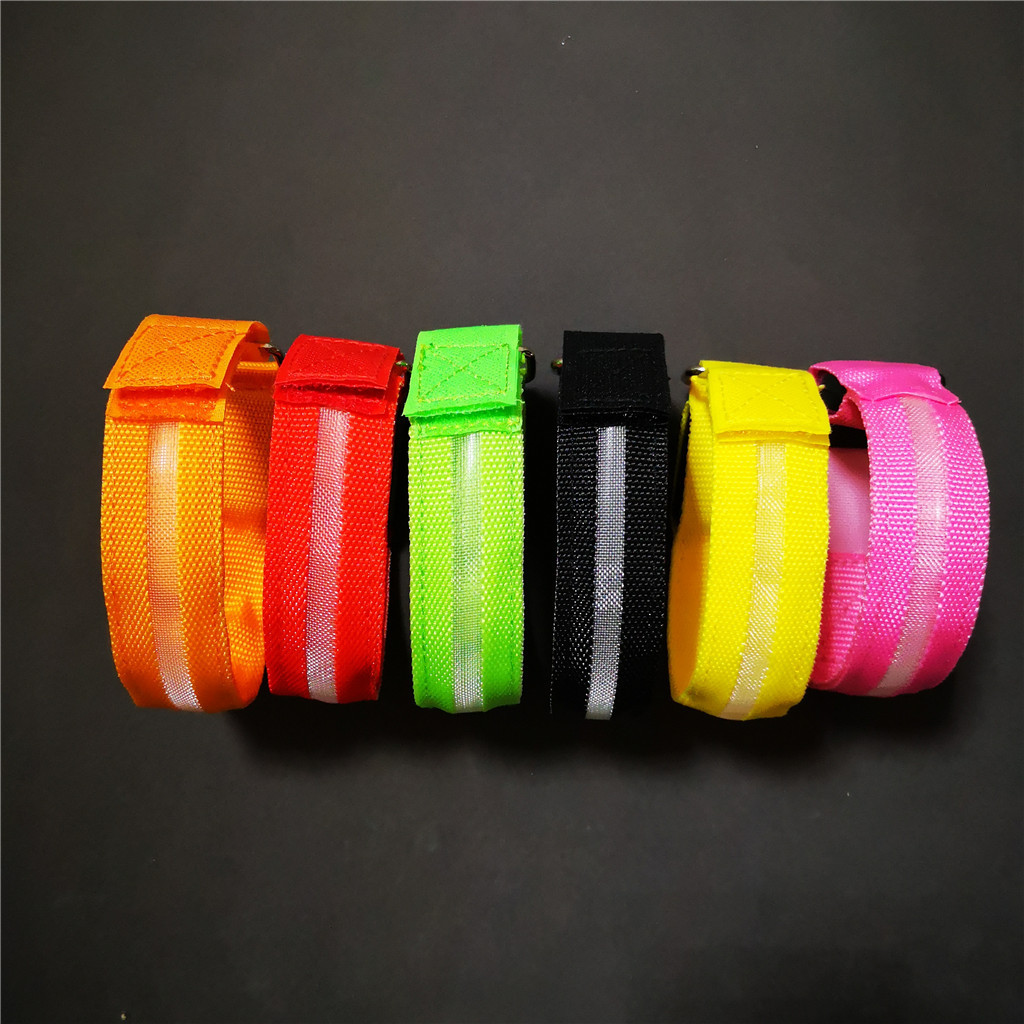 Rechargeable nylon custom flashing light up led running sport armband bracelet promotional wristbands for concert festival event