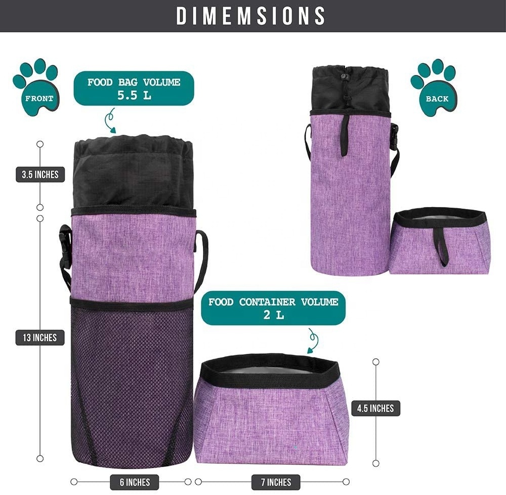 Custom Dog Food Travel Bag Set Collapsible Dog Food Container Pet Travel Bag Set for Camping Hiking Gear Accessories