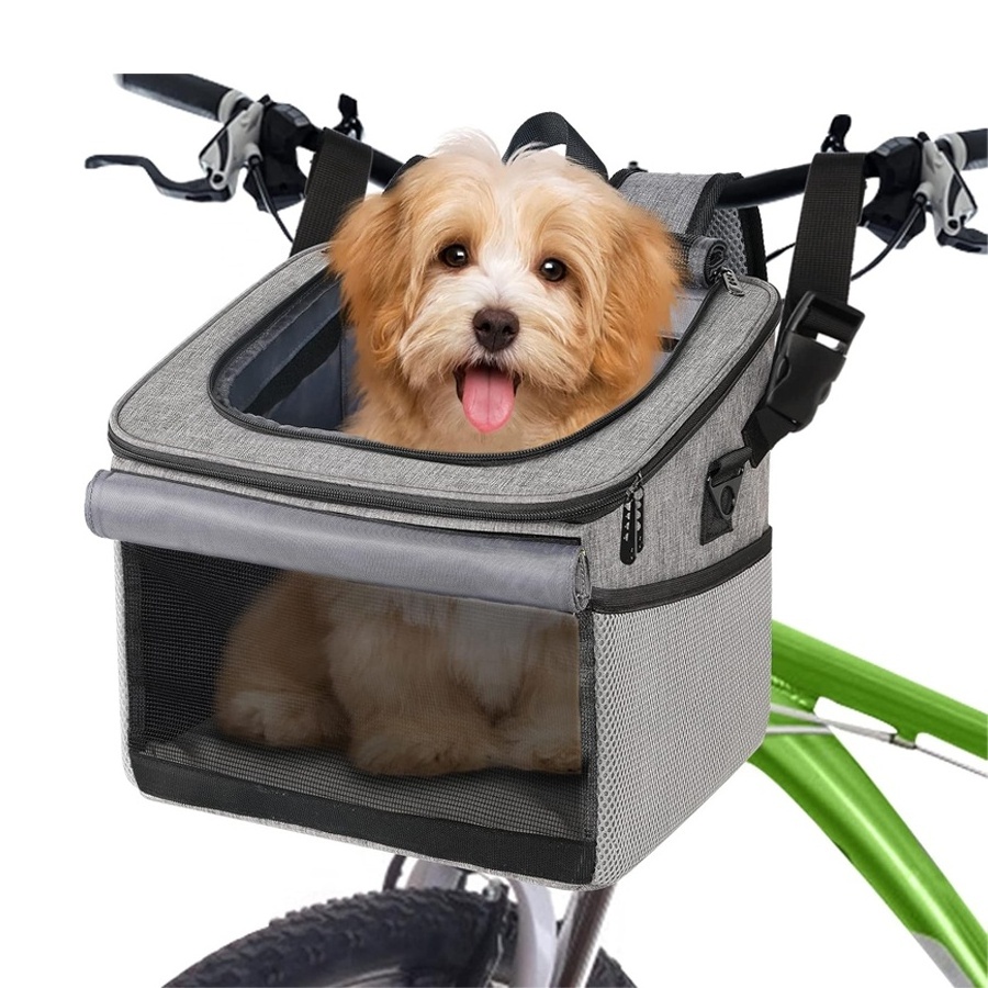 Durable Dog Bike Basket Foldable Dog Bike Carrier Soft Sided Basket with Reflective Tape Custom Dog Bicycle Basket