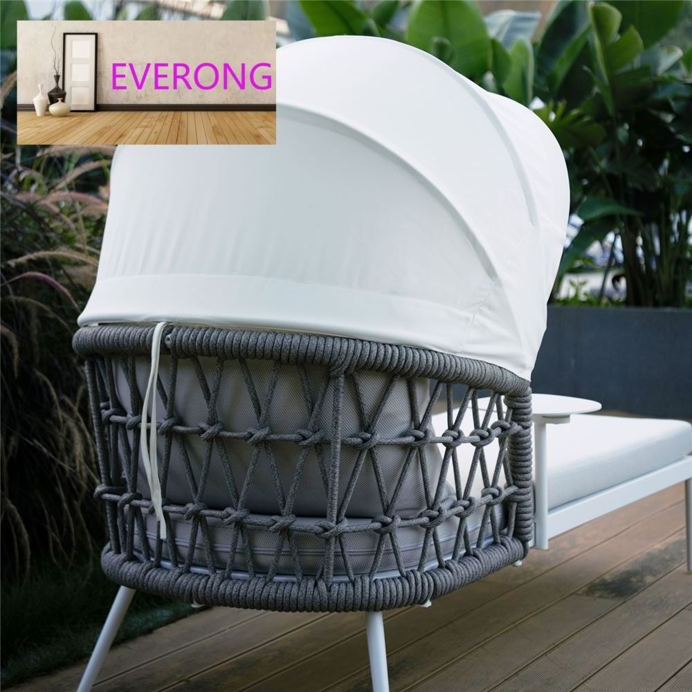 everong Canopy Sunbed Aluminum Furniture Patio Garden Chaise Lounge Chair Outdoor Sun Lounger For Pool Side