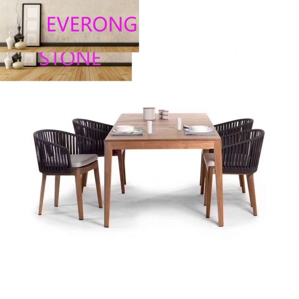 Outdoor Garden Teak Wood Dining Table Set with 6 seater chairs for patio