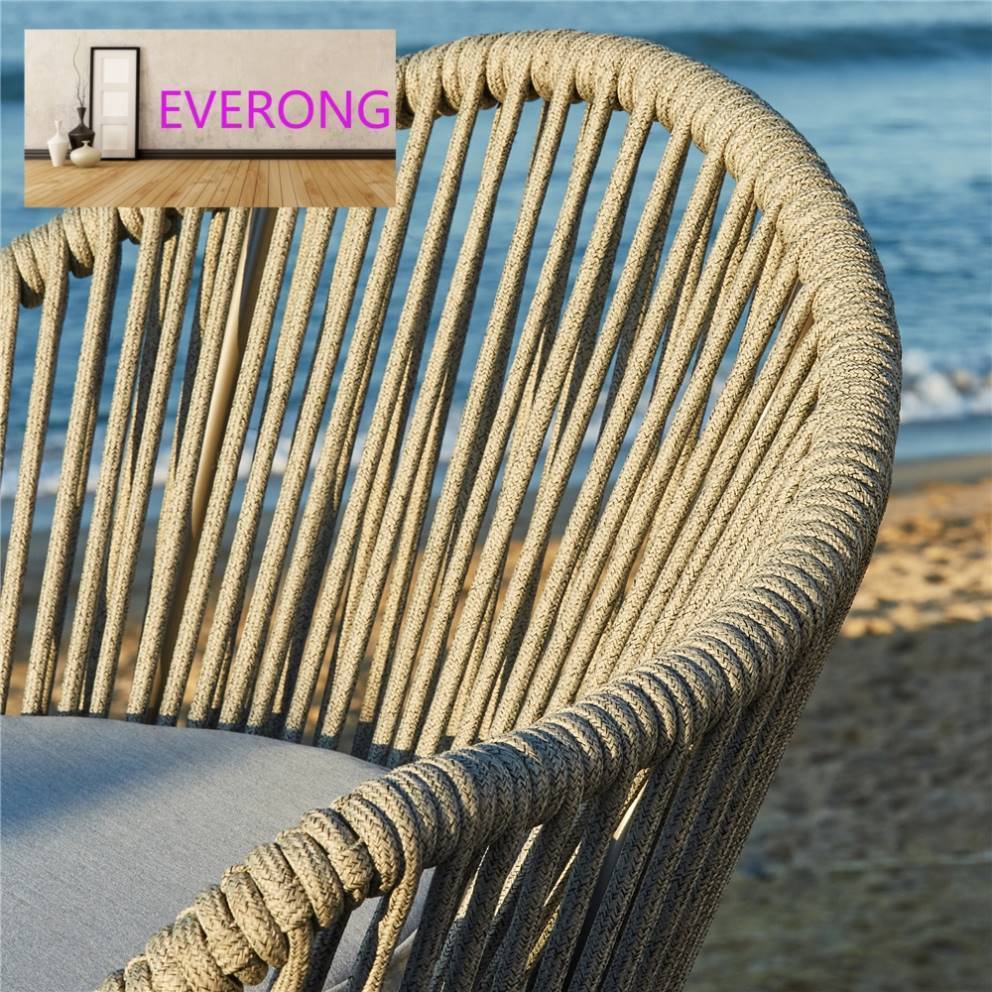 everong Modern Terrace Furniture Woven Rope Small Balcony Table And Chairs Sets Outdoor Swivel Chair Set