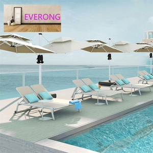 everong Hotel Swimming Pool Lounger Chaise Outdoor Garden Furniture Aluminum Stacking Double Beach Lounger Chair