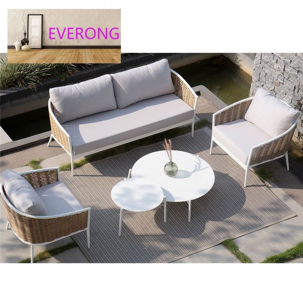 everong Garden Seats Outdoor Furniture Aluminum Frame Rattan Garden Sofa Wicker Furniture Outdoor Sofa Set