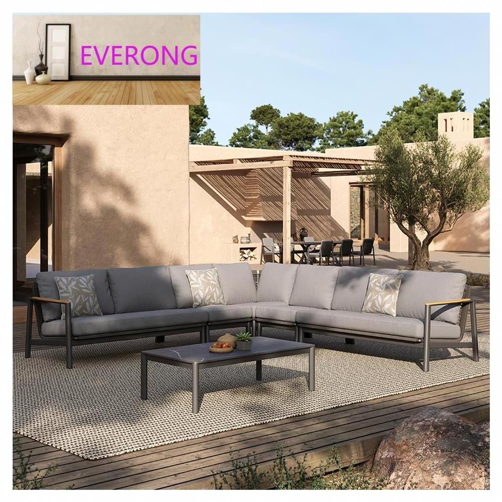 everong Luxury Aluminum Frame Garden Furniture Outdoor Sofa Sectional With Coffee Table Patio Furniture Set