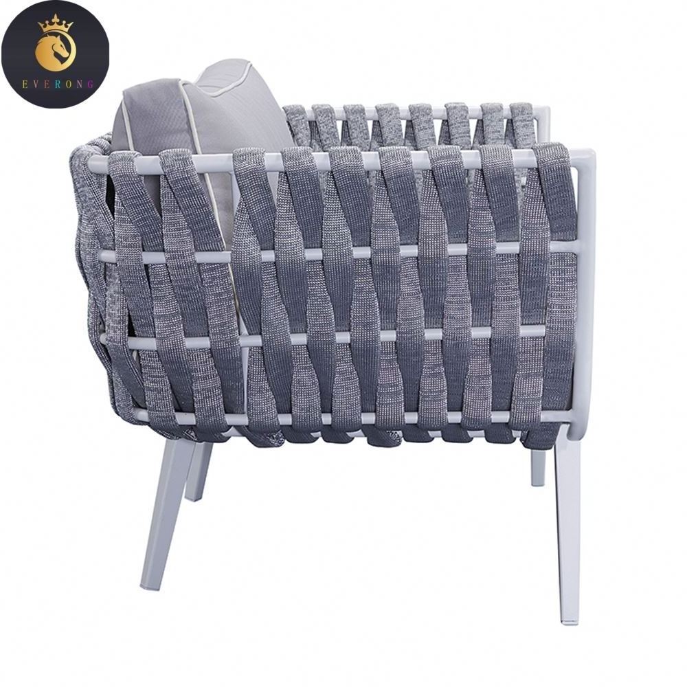 China Cheap Luxury Modern Outdoor Waterproof Seats Patio Aluminium Rope Sofa Chair Set Garden Furniture