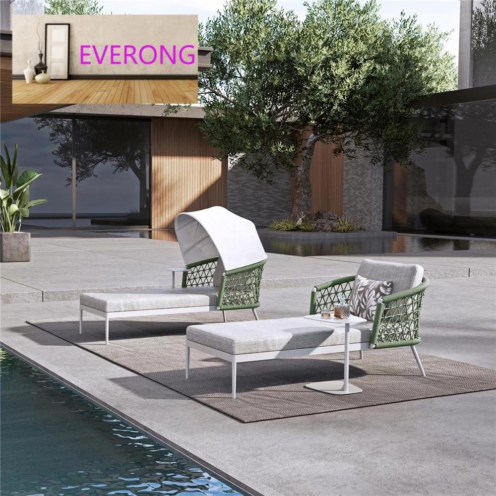 everong Canopy Sunbed Aluminum Furniture Patio Garden Chaise Lounge Chair Outdoor Sun Lounger For Pool Side