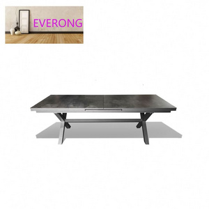 everong Luxury Restaurant Furniture Outdoor Tables Aluminum Garden Furniture Modern Extension Patio Dining Table