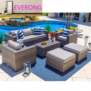 Resin Wicker Outdoor Patio Furniture Lounge Sofa Set Durable Contemporary Garden Set Set EV-011 6-piece L Technorattan Furniture