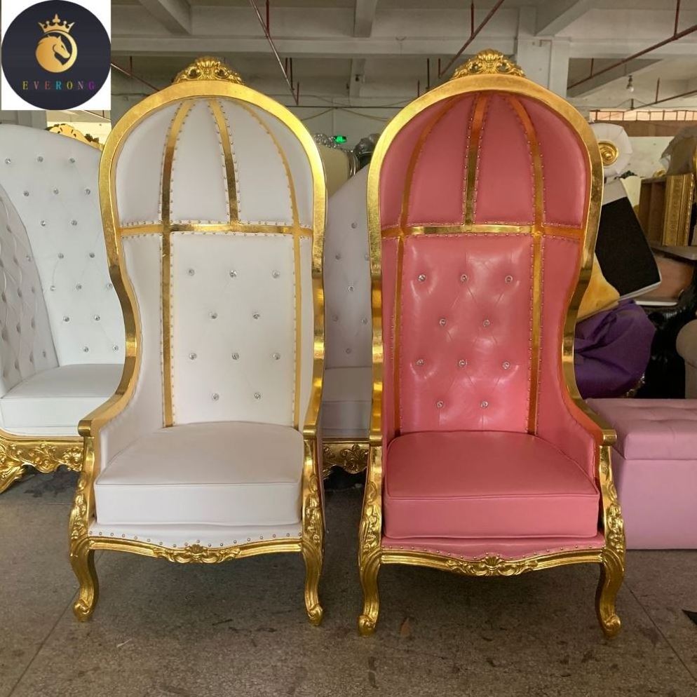 Modern design high quality royal elegant wedding Bird cage golden evainless eveel chair for bride and groom