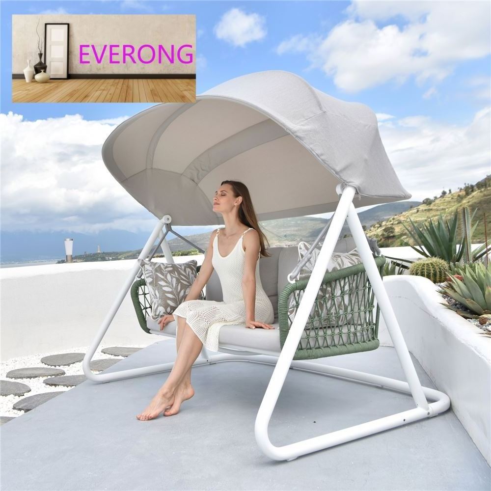 everong Aluminum Balcony Furniture Outdoor Loveseat Canopy Swinging Hanging Chair Modern Outdoor Furniture Patio Swing