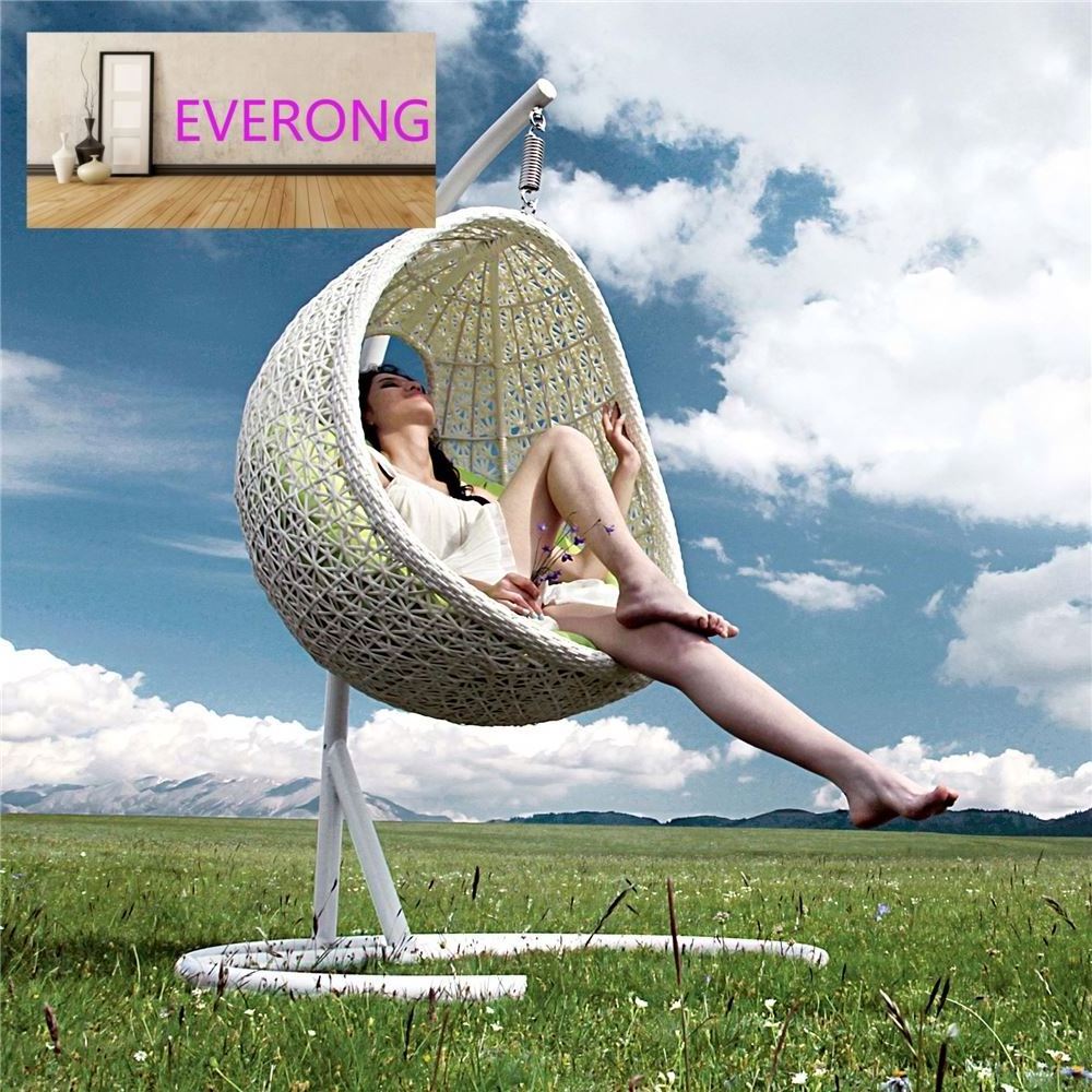 everong Woven Rattan Egg Chairs Patio Swings Balcony Furniture Outdoor Garden Swing Hanging Chair