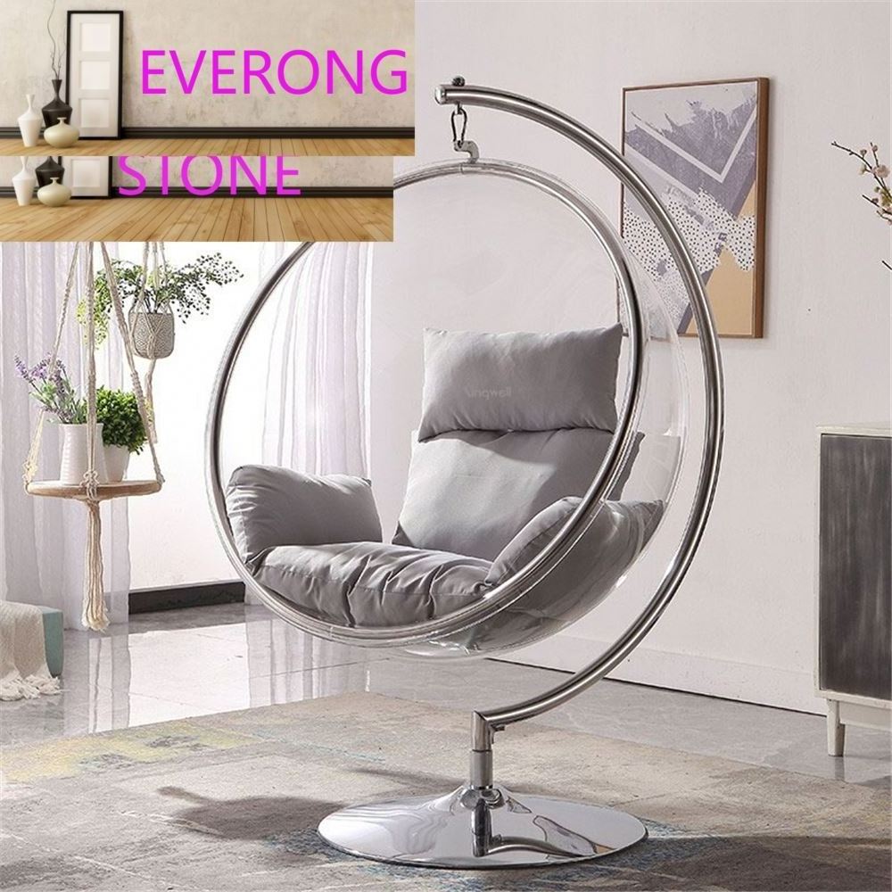 All weather outdoor furniture stainless steel patio hanging acrylic garden swing bubble chairs with stand