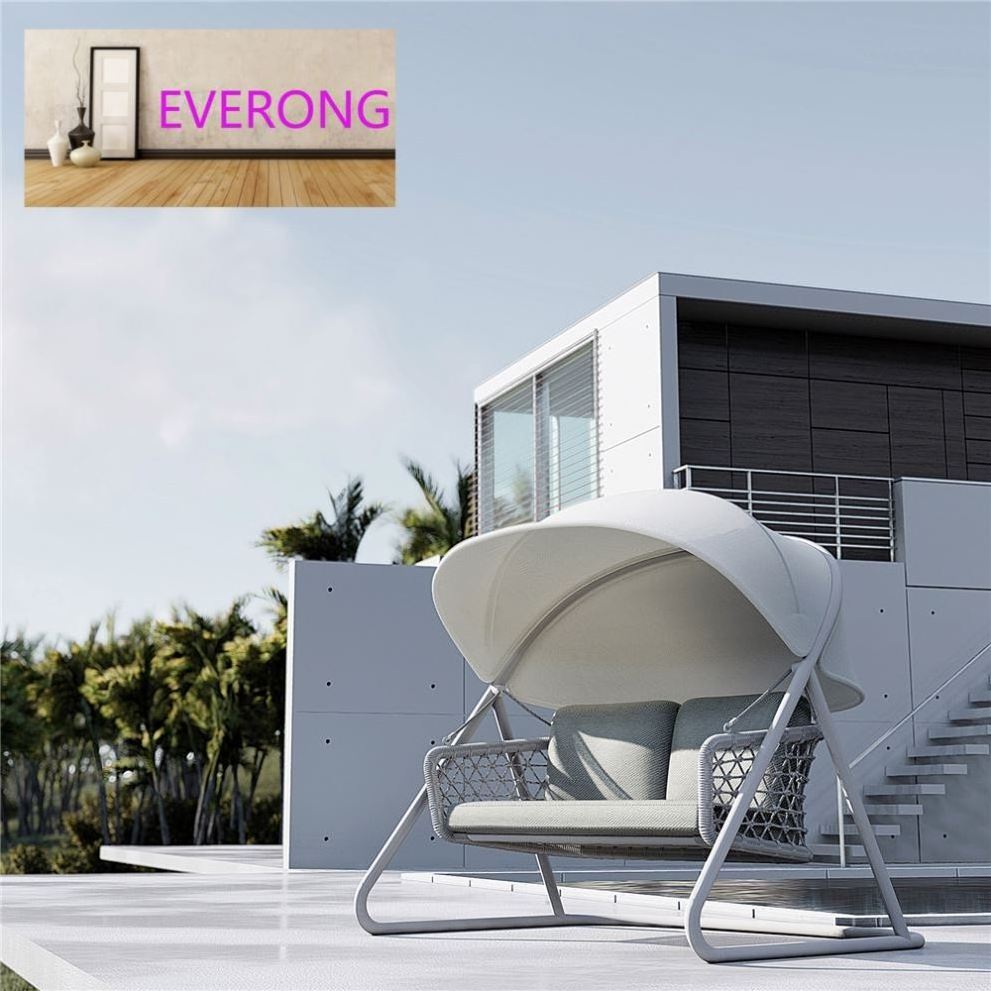 everong Modern Garden Furniture Weave Rope Double Swing Chair Aluminum Frame Balcony Furniture  Outdoor Patio Swing