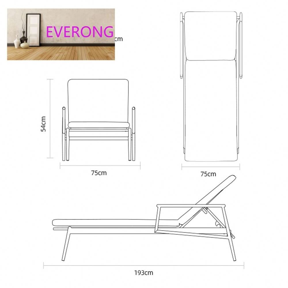 everong Hotel Garden Furniture Rattan Beach Bed Sun Lounger Aluminum Swimming Pool Chairs Sun Bed Outdoor Furniture