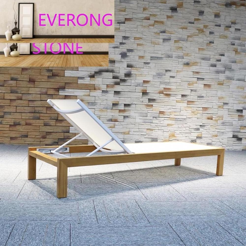 High-end leisure outdoor furniture teak wood lounge chair garden pool bed patio chair beach side sun lounger for hotel