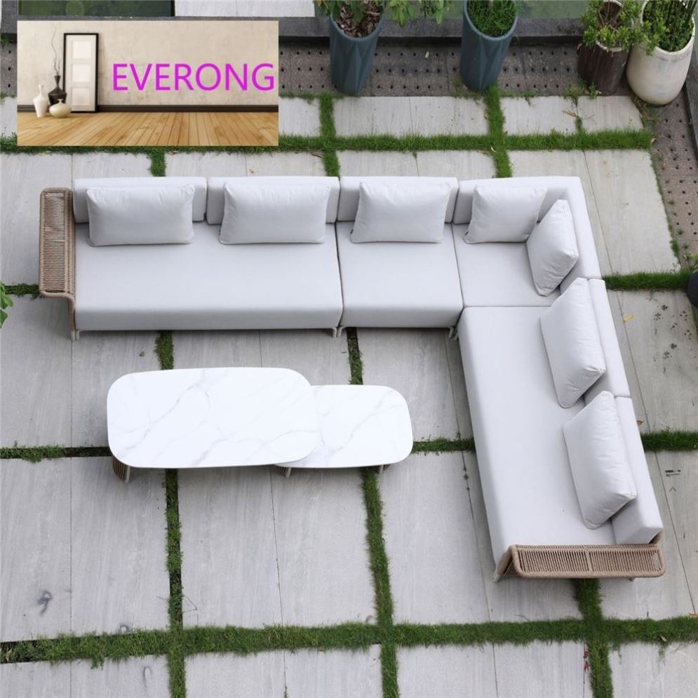 everong Modern Outdoor Furniture Garden Set Rattan Hotel Furniture Patio Furniture L Shape Luxury Garden Sofa Set