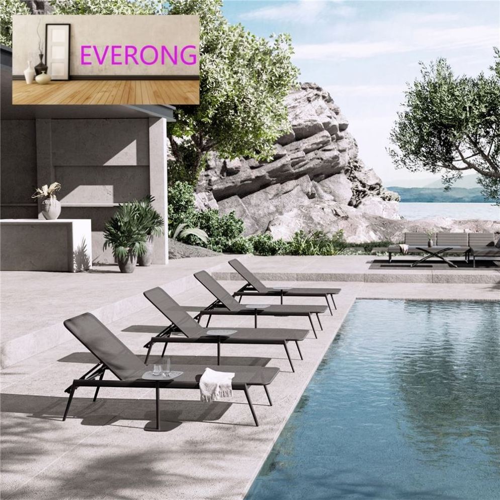 everong Luxury Aluminium Furniture Outdoor Beach Chair Portable  Textylene Mesh Sun Lounger For Pool