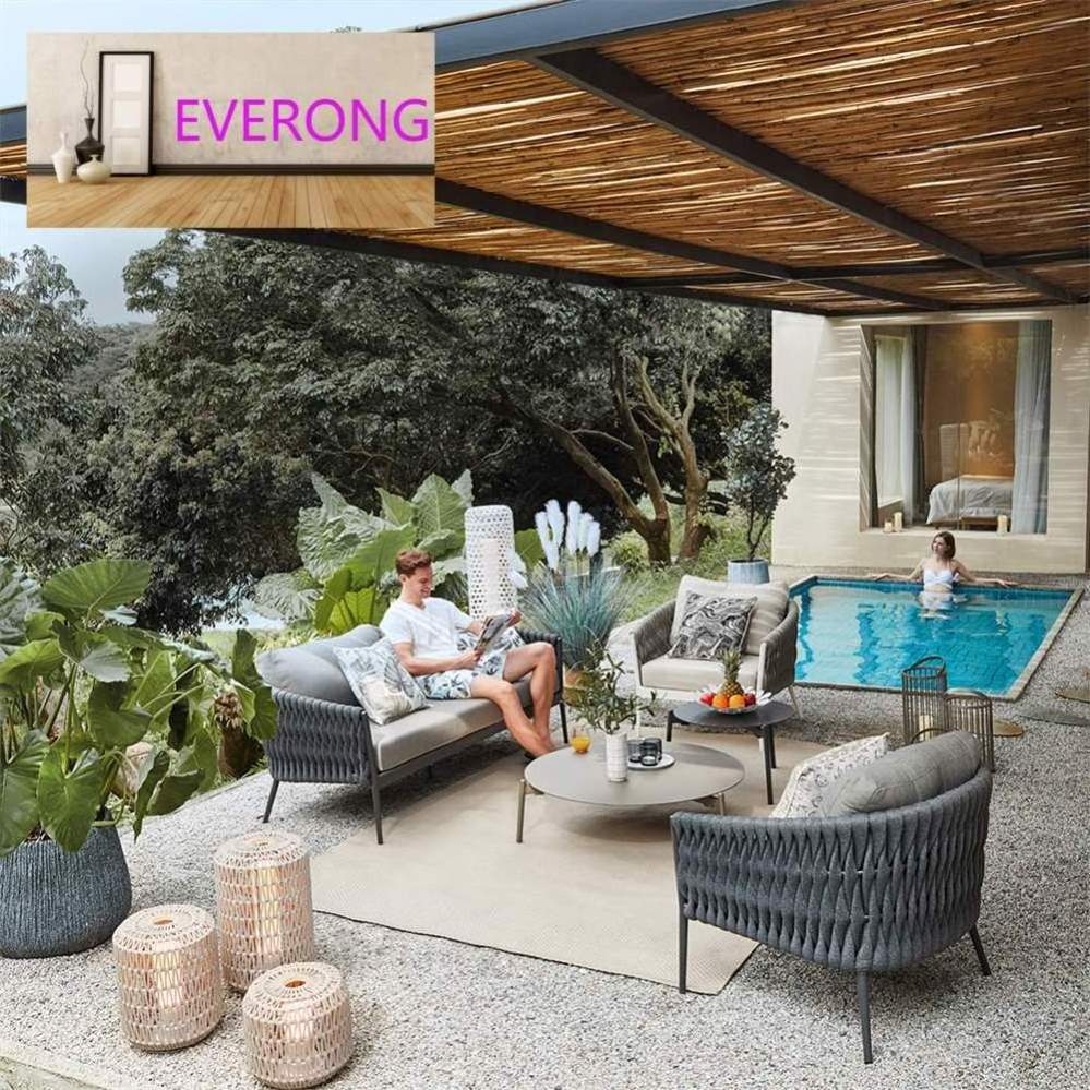 everong Modern Garden Leisure Woven Rope Sofa All Weather Lounge 2 Seater Patio Sofa Outdoor Furniture