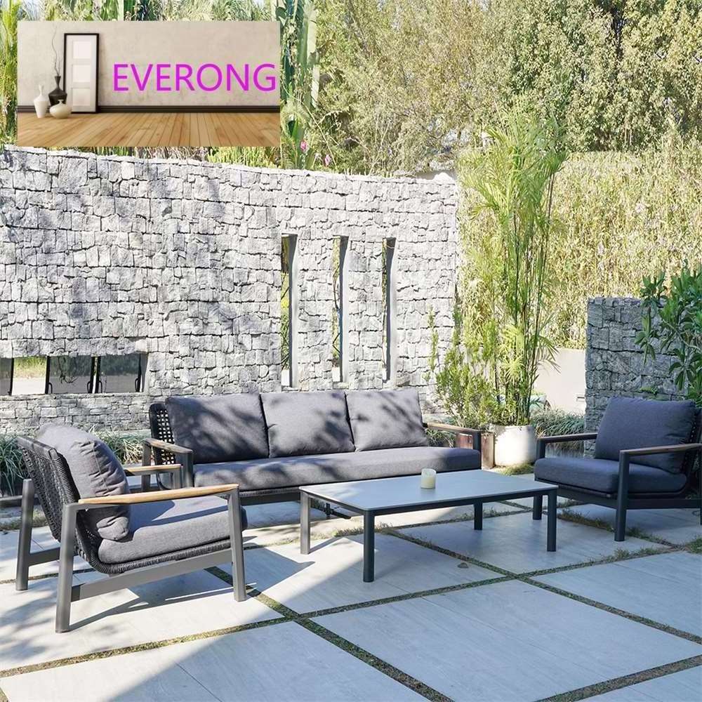 everong High Quality Hotel Furniture Outside Sofa Luxury Garden Sofa Set Outdoor Furniture  Rattan Patio Set