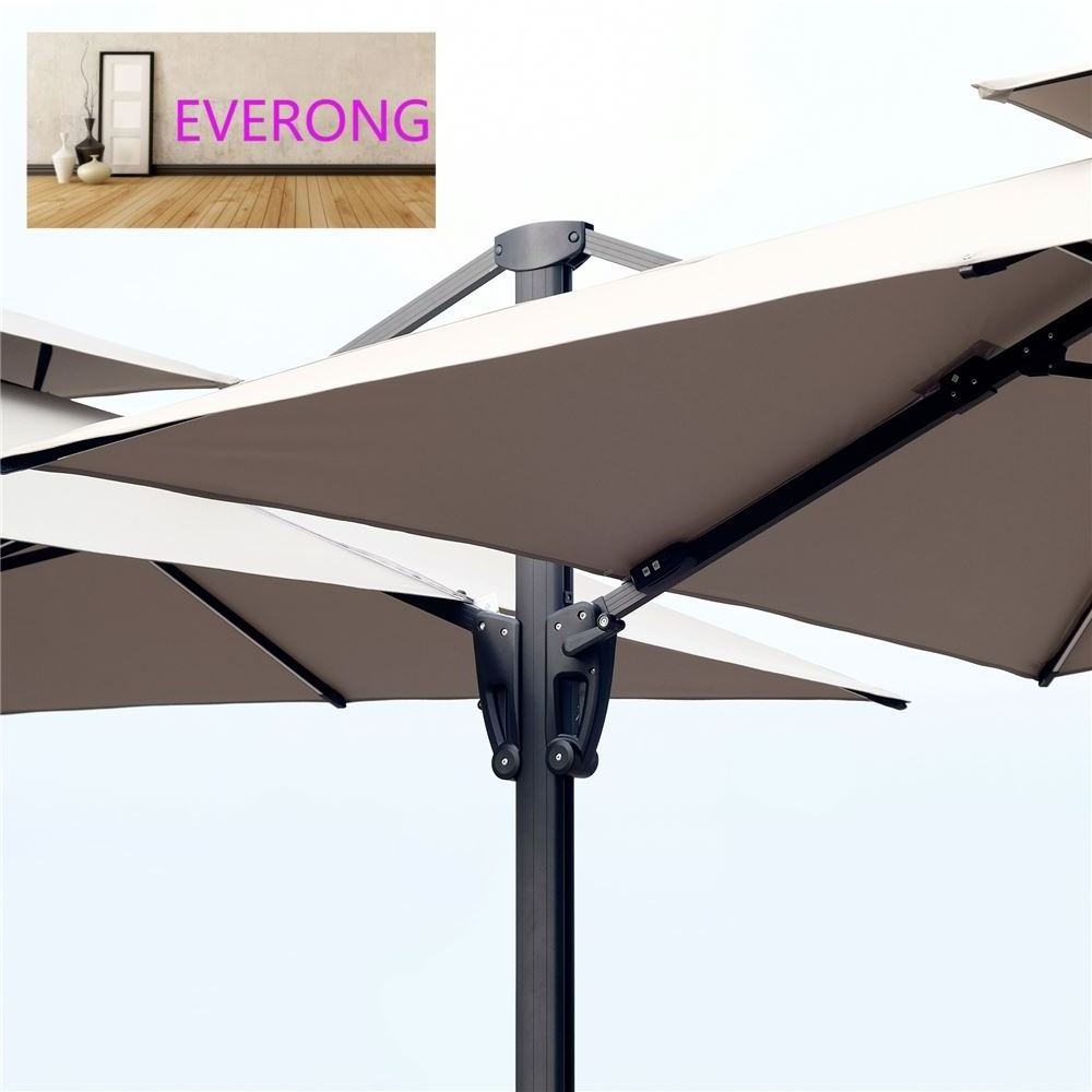 everong Aluminum Patio Parasol Umbrella Outdoor Furniture Double Windproof Beach Sun Umbrella Outdoor For Restaurant