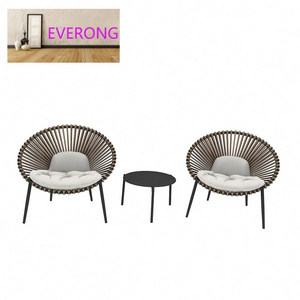 everong Handcrafted Rattan Furniture Terrace Table And Chairs Modern Balcony Furniture Outdoor Lounge Set