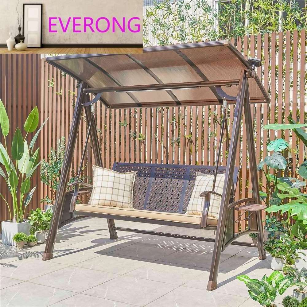 Patio die casting aluminum swing bench sofa set outdoor aluminum hanging swing chair 3 seater swing chair