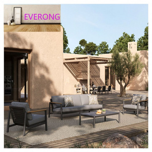 everong High Quality Hotel Furniture Outside Sofa Luxury Garden Sofa Set Outdoor Furniture  Rattan Patio Set