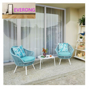 everong Modern Garden Set Aluminium Outdoor Furniture 3 Pieces Leisure Balcony Rope Outdoor Table Chair Set