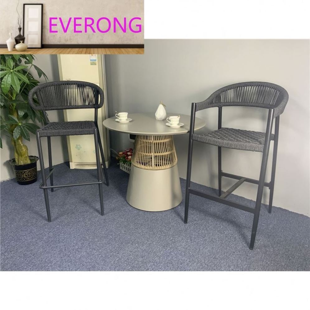 Modern Design High Quality Simplicity ventilate Back  Bar Stool Chair cushiLead rope bar chair  with black Aluminum tube