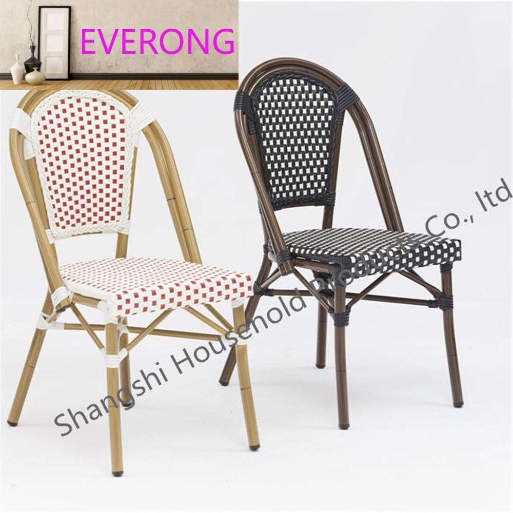 Rattan outdoor restaurant Garden parisian bistro dining stackable chairs french style rattan bistro table and chair outdoor